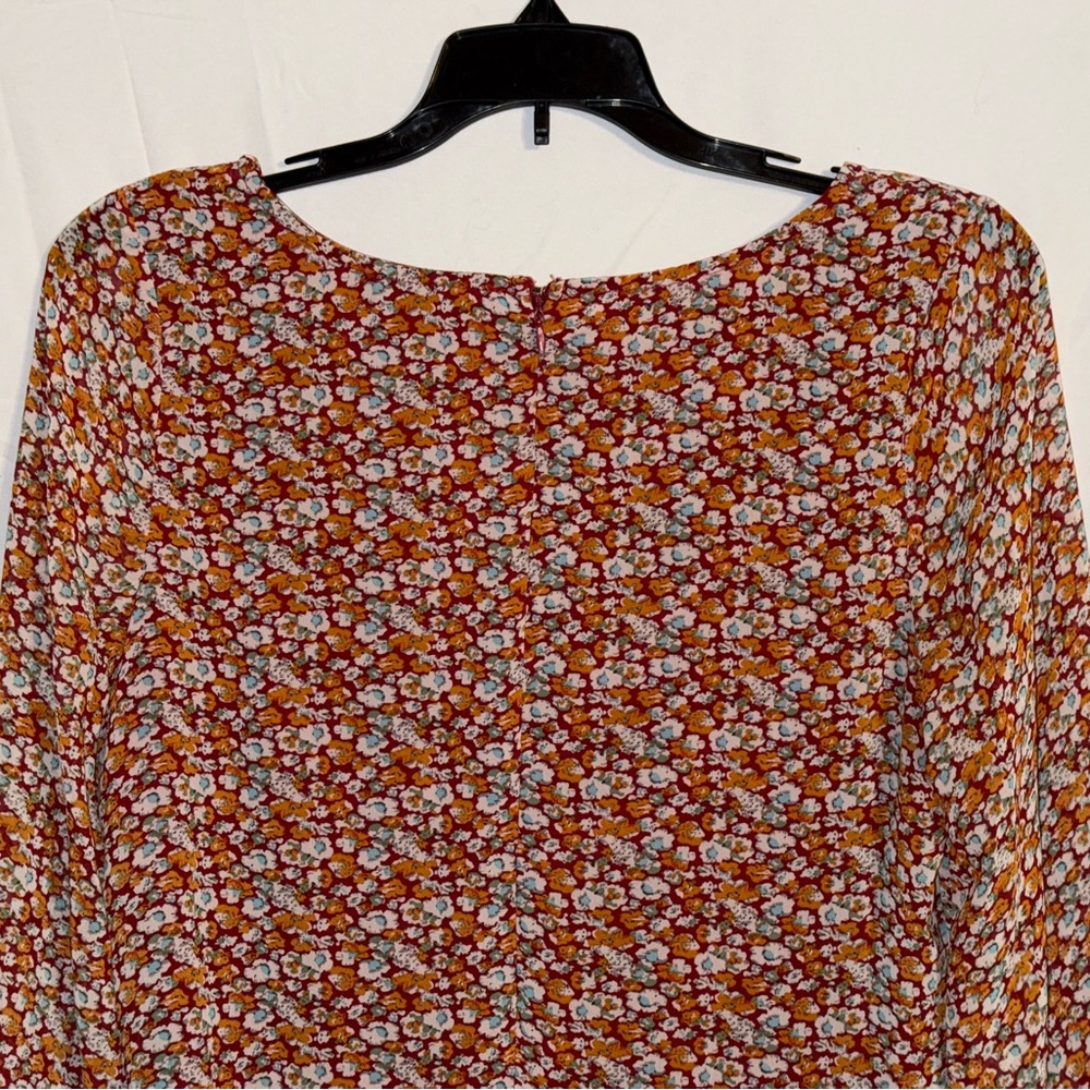 Doe & Rae Multicolored Floral Print Long Sleeve Mini Dress Size Medium - Picture 6 of 9